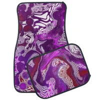 Purple Red Abstract Modern Fluid Art Marble   Car Floor Mat