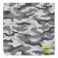 Girly Camouflage Black & White Monogram Yellow | Bandana