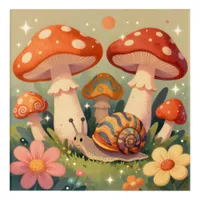 Cottage Core Snail and Musrhooms Acrylic Print