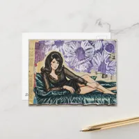 A Woman in a Black Nightgown Collage Postcard