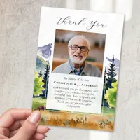 Mountains Forest Photo Sympathy Memorial Funeral Thank You Card