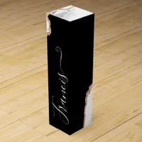 Black, White and Rose Gold Agate Personalized Wine Box