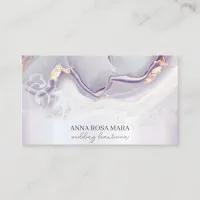 *~* QR Agate Lavender White Gold Ornate AP66 Luxe Business Card