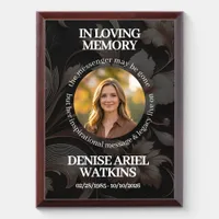 Elegant Floral Marble Memorial Remembrance Photo Award Plaque