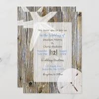 Weathered Wood Starfish and Sand Dollar Beach Invitation