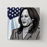 Caricature of Kamala Harris Political Button