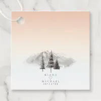 Mountain Landscape Wedding Blush ID787 Favor Tags