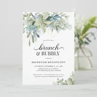 Chic Elegant Eucalyptus Greenery Brunch Bubbly Invitation