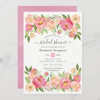 Spring Peony Flowers Bridal Shower Invitation