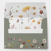 Sage Green Boho Wildflower Envelope