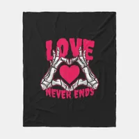 Funny Valentines Day Skeleton Heart Hands Fleece Blanket