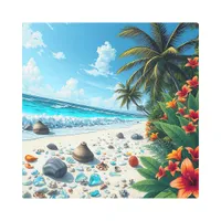 Pretty Tropical Beach Scene Coastal Seaside Art