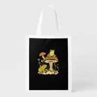 Frog Mushroom Cottagecore Aesthetic Goblincore Cut Grocery Bag