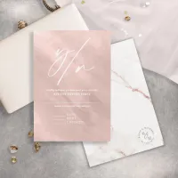 Modern Marble Glitter Wedding Rose Gold ID816 RSVP Card