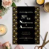 Modern Golden 50th Anniversary Retro Celebration  Foil Invitation