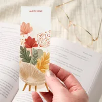 Cozy Boho Chair Fall Leaves Personalized Bookmarks