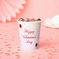 Happy Valentine's Day Soft Pastel Red Roses Party Paper Cups