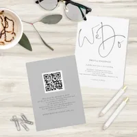 We Do Script QR Code Minimalist Gray Wedding Invitation