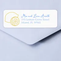 Whimsical Lemon Chic Citrus Mediterranean Wedding Label