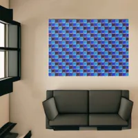 Modern mosaic in black, royal blue and light blue  rug