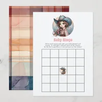 Rustic Western Cowgirl Baby Shower Activity Bingo Invitation
