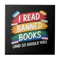 Read Banned Books Librarian Week Ceramic Tile