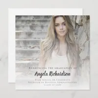 Elegant Graduation Modern Typography Custom Photo Announcement