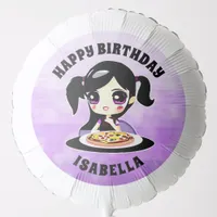Personalized Anime Girl Pizza Party Birthday Balloon