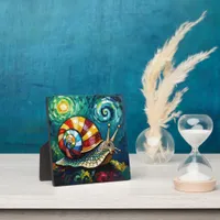 Vibrantly Colorful Impasto Whimsical Snail Plaque