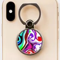 Purple, White, Lime Green, Blue Swirls Phone Ring Stand