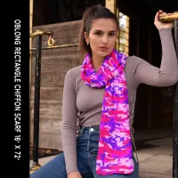 Bright Pink and Blue Camouflage Chiffon Scarf