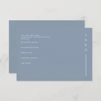  Simple Elegant Minimal Modern Dusty Blue Wedding  Enclosure Card