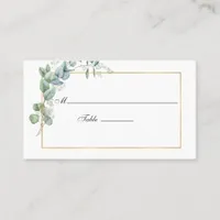 Watercolor Geometric Eucalyptus Wedding Place Card
