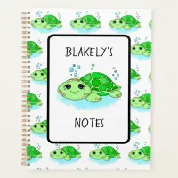 Personalized Cute Turtle Cartoon Name  Planner