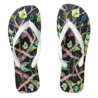 Leaves and butterflies painting flip flops