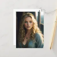 Gorgeous Blond Princess With Blue Eyes Postcard
