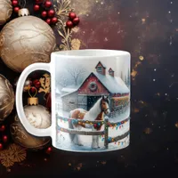 Beautiful Horse on a Christmas Farm Coffee Mug