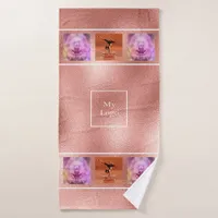 Company logo rose gold photo collage business bath towel