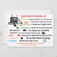 Truck Driver’s Survival Kit Funny & Thoughtful  Thank You Card