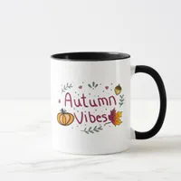 Autumn Vibes Fall Leaves, Pumpkins Acorns Mug