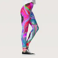 Colorful Swirls Abstract Fluid Art    Leggings