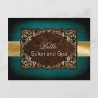 rustic aqua gold business ThankYou Cards