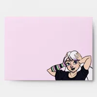 Teen Cute Punk Girl Pink Cartoon Envelope