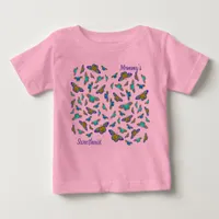 Colorful butterflies on baby pink -  baby T-Shirt