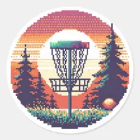 Pixel Art Disc Golf Course Classic Round Sticker