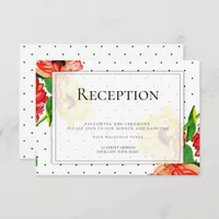 Reception | Polka Dots and Red Yellow Floral Invitation