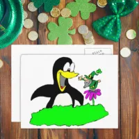 Penguin and Leprechaun Postcard