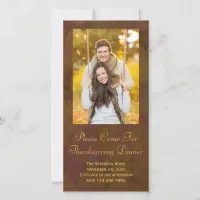 Brown Fall Leaves Thanksgiving Dinner Invitation