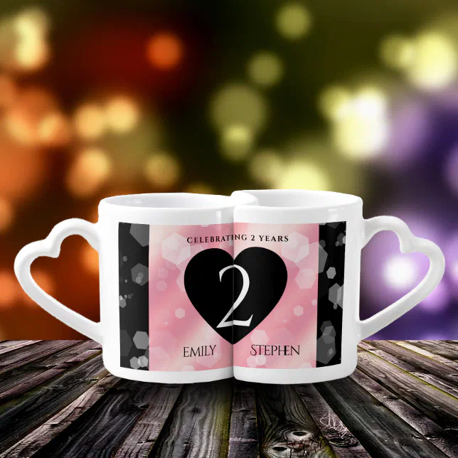 Elegant 2nd Rose Quartz Wedding Anniversary Coffee Mug Set