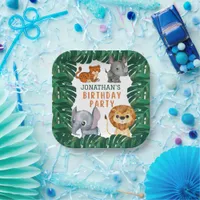 Cute Jungle Animals Birthday Party Paper Plates